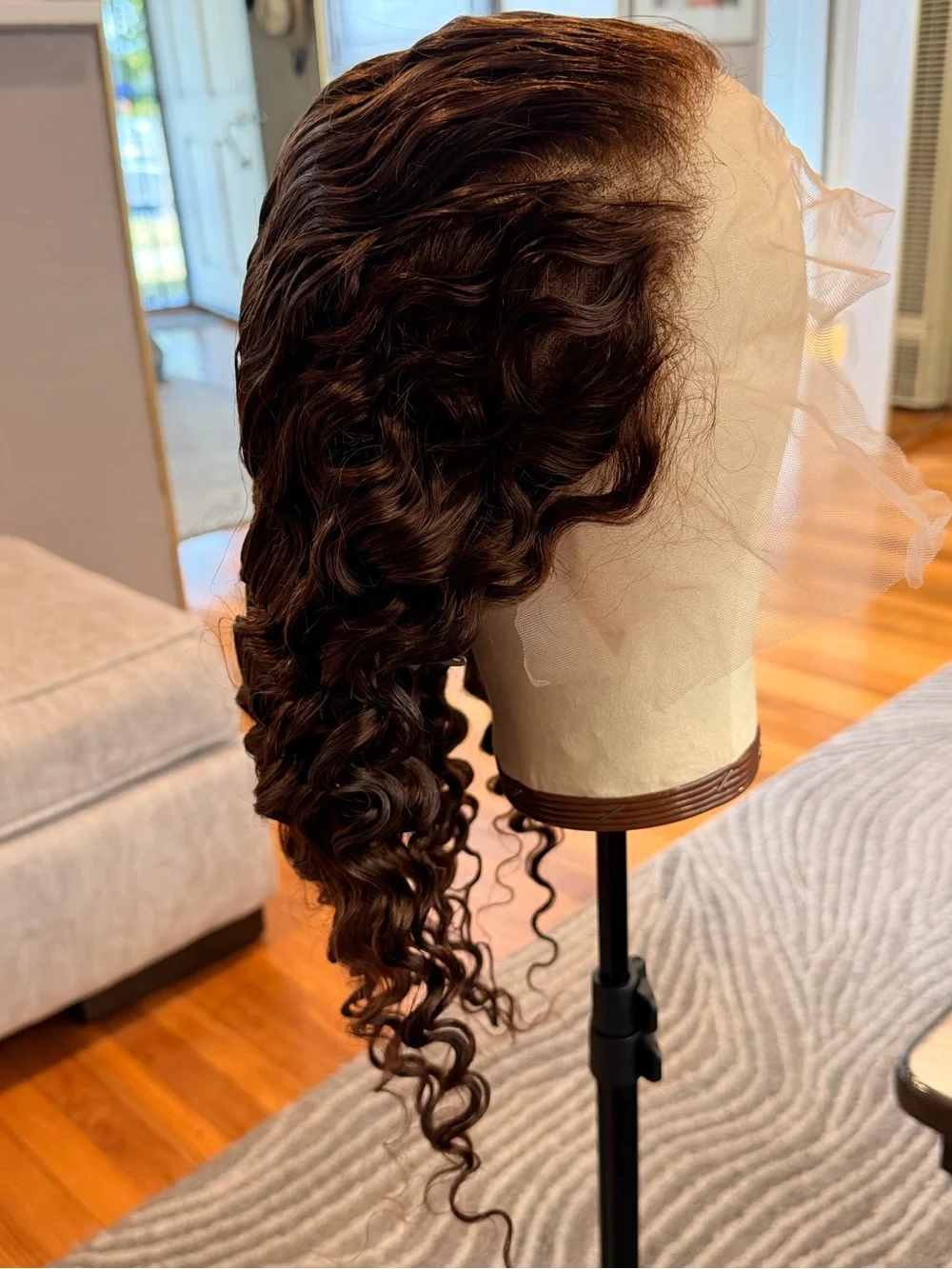 22” Chocolate Brown Deep Wave Curly Lace Front Human Hair Wig 200% Density #226